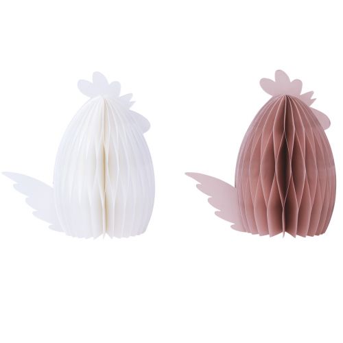 Product Decoration Chicken White Orange Honeycomb Figures Easter 19×12×20cm 2 pcs