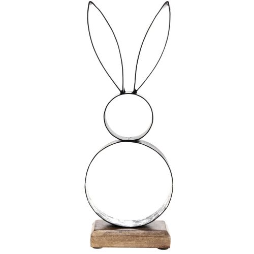 Product Easter bunny decorative metal ring with wooden base 21×55cm