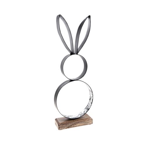Floristik24 Easter Bunny Black Silver Rabbit Metal Wood 13,5×37cm