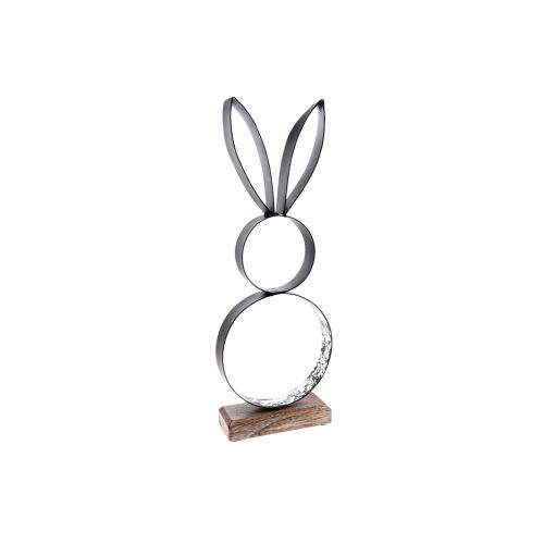 Easter bunny decoration metal black silver Easter figure 11×31cm