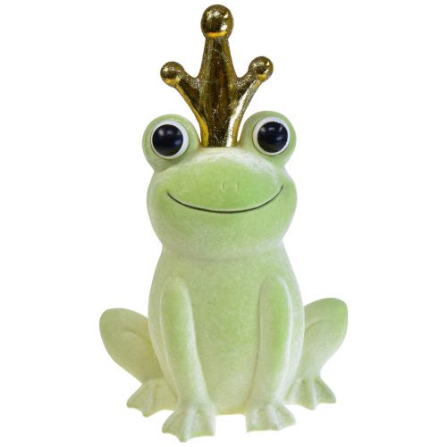 Product Decorative frog, frog prince, spring decoration, frog with gold crown light green 40.5cm