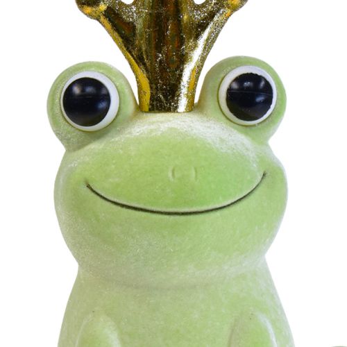 Product Decorative frog, frog prince, spring decoration, frog with gold crown light green 40.5cm