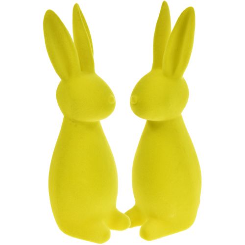 Floristik24 Flocked Easter Bunnies Yellow-Green – 2nd Choice – 8×10×29cm 2 pcs