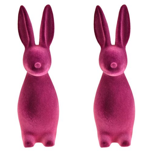 Product Easter bunnies purple decorative bunnies – 2nd choice – flocked 8×10×29cm 2 pieces
