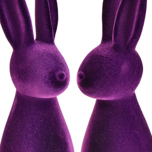 Product Easter bunnies flocked decorative figures Easter purple 8x10x29cm 2pcs
