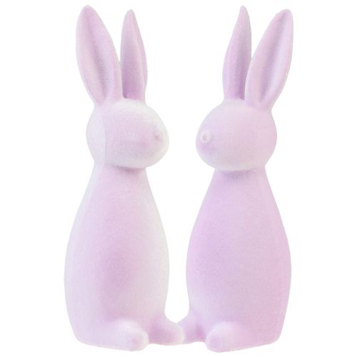 Floristik24 Decorative bunnies flocked Easter bunnies purple light 8×10×29cm 2pcs