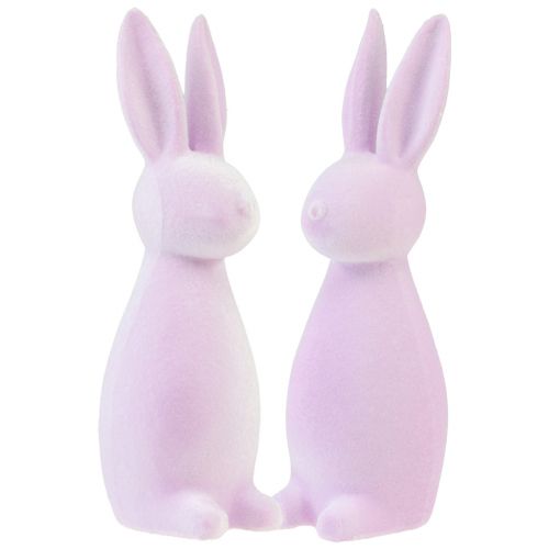 Floristik24 Decorative flocked Easter bunnies – 2nd choice – light purple 8×10×29cm 2 pieces