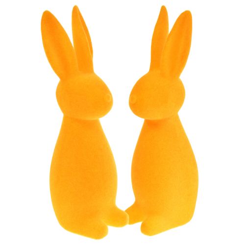 Easter bunnies orange flocked – 2nd choice – Easter decoration bunnies 8x10x29cm 2 pieces