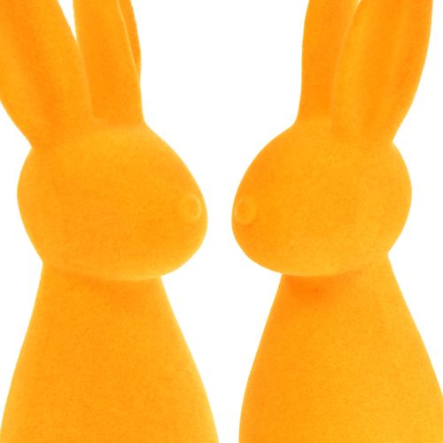 Product Easter bunnies orange flocked Easter decoration bunnies 8x10x29cm 2pcs