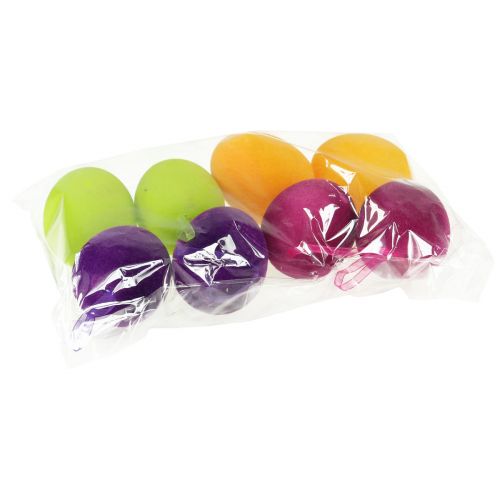 Product Decorative Easter eggs for hanging, colorful flocked, H8cm, 8 pieces
