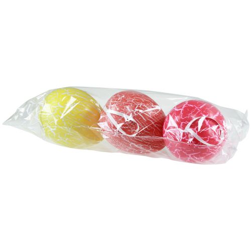 Product Decorative Easter Eggs Yellow/Pink/Red Crackle H11.5cm 3 pcs
