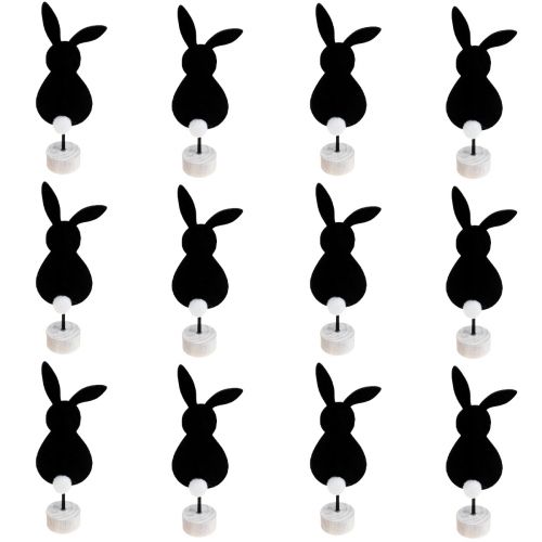 Floristik24 Stand table decoration Easter bunnies felt black 19cm 12pcs