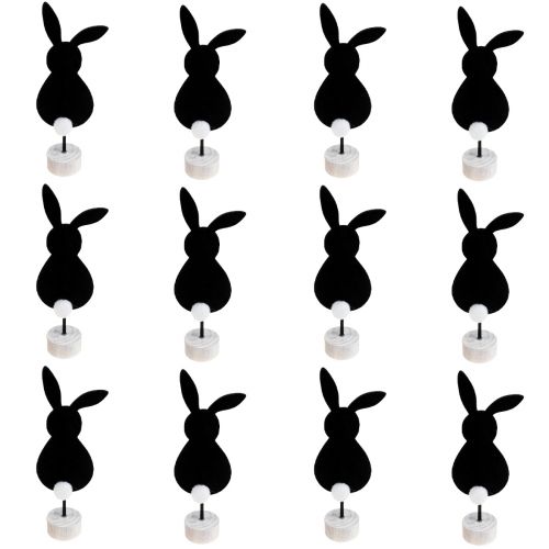 Product Stand table decoration Easter bunnies felt black 19cm 12pcs