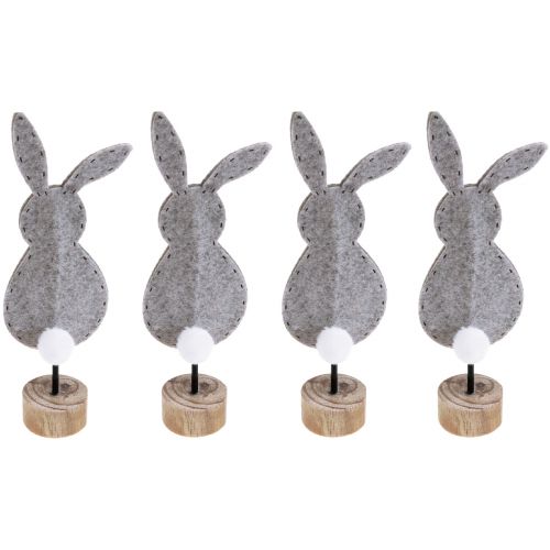 Stand Table Decoration Easter Bunny Decoration Felt Grey 28.5cm 4 Pcs