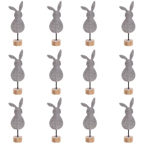 Product Stand Table Decoration Easter Bunny Decoration Felt Grey 19cm 12 Pcs