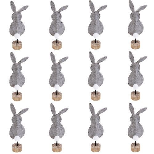 Product Stand table decoration Easter bunny decoration felt gray 19cm 12pcs