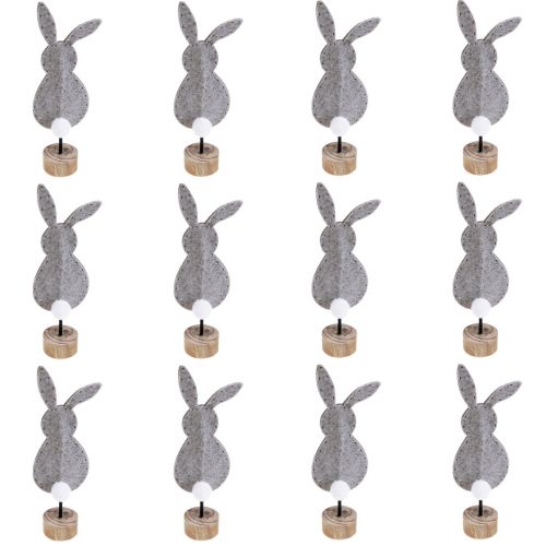 Floristik24 Stand Table Decoration Easter Bunny Decoration Felt Grey 19cm 12 Pcs
