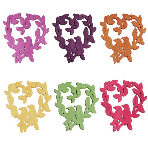 Scatter decoration bird wooden heart table decoration color 3.5/1.5cm 72 pcs