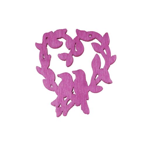 Product Scatter decoration bird wooden heart table decoration color 3.5/1.5cm 72 pcs