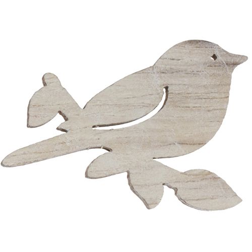 Product Scatter decoration wood spring bird decoration natural white 4 cm 72 pcs
