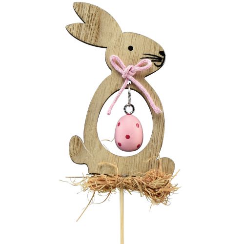 Product Flower plug wooden decorative plug bunny with egg 5x8.5cm 12pcs