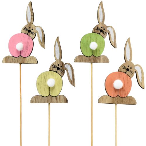 Floristik24 Easter Bunny Wooden Flower Plug Easter Colorful H8cm 12 Pcs