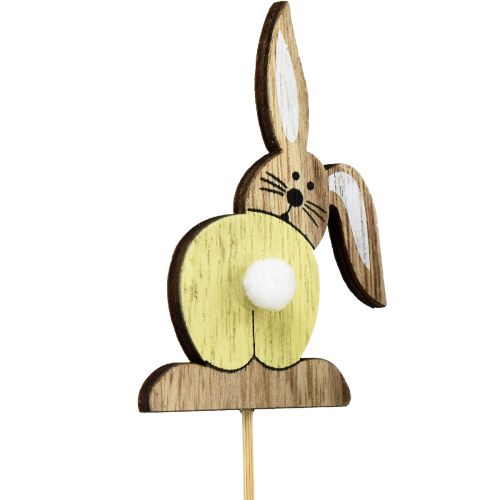Product Easter Bunny Wooden Flower Plug Easter Colorful H8cm 12 Pcs