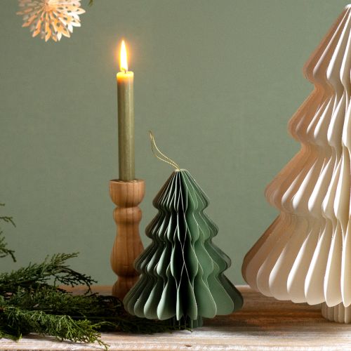 Floristik24 Paper Christmas tree mint silver glitter H20cm 5 pcs