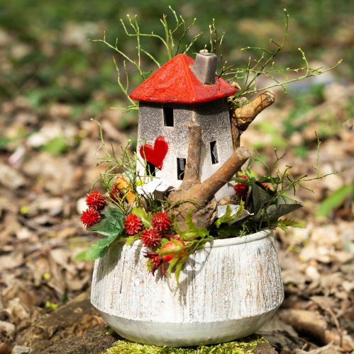 Floristik24 Loving ceramic houses – heart design, red & natural, 17.5 cm – romantic decoration for the home 2 pieces