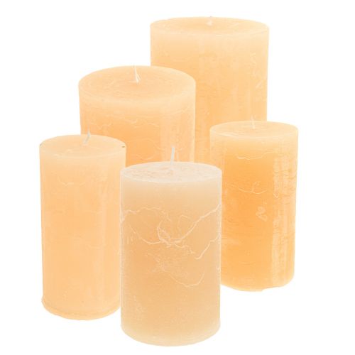 Solid coloured candles apricot light various sizes