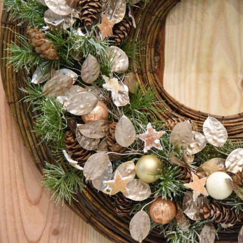 Product Decorative wreath silver leaf artificial wreath of leaves champagne Ø59cm