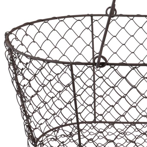 Floristik24 Wire basket mesh basket metal basket rust handle wood L30cm
