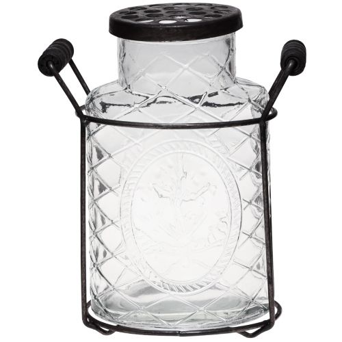 Floristik24 Glass vase with lid plug-in aid bottle 16.5×8.5×18.5cm
