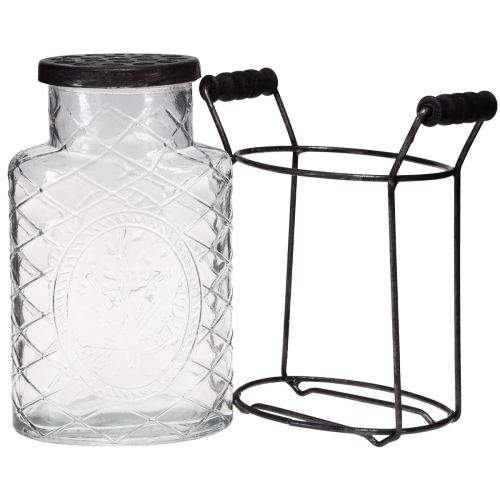 Product Glass vase with lid, bottle holder 16.5×8.5×18.5cm