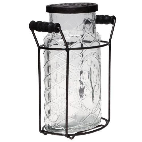 Product Glass vase with lid, bottle holder 16.5×8.5×18.5cm