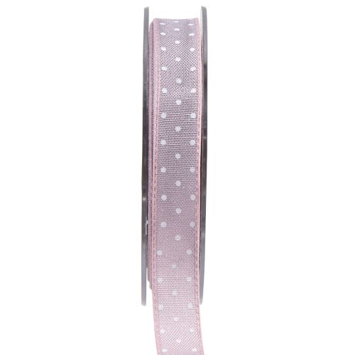 Gift ribbon pink decorative ribbon with dots 15mm 20m