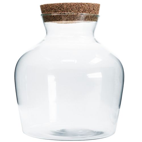 Floristik24 Decorative glass with cork Decorative vase with lid H25cm Ø24cm