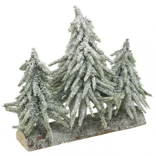 Floristik24 Mini Christmas tree trio on log Christmas decoration 28cm