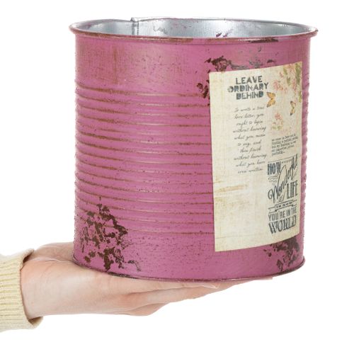 Product Decorative purple metal tin for planting, Ø15.5cm H15cm