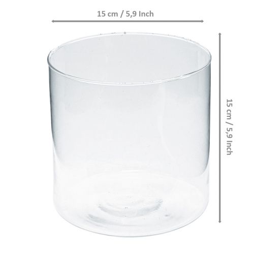 Product Glass vase glass cylinder flower vase glass decoration H15cm Ø15cm