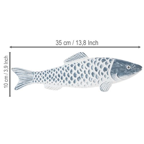 Wooden fish in blue and white, fish decoration, wood flour, 35cm, 1 piece | Floristik24.co.uk
