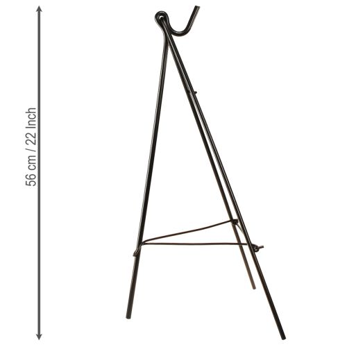 Product Wreath holder standing with hook black metal easel H56cm