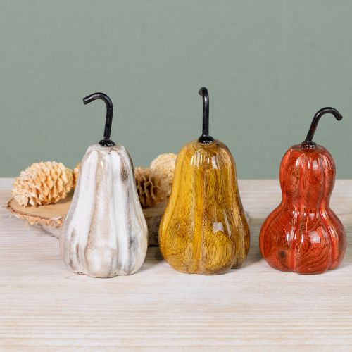 Product Wooden pear pear wooden decoration autumn red yellow white 12×6cm 3 pieces