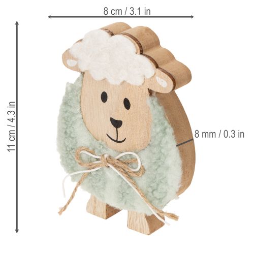 Product Wooden sheep decoration, cute decorative figure for spring and Easter, table decoration, 11cm, 6 pieces