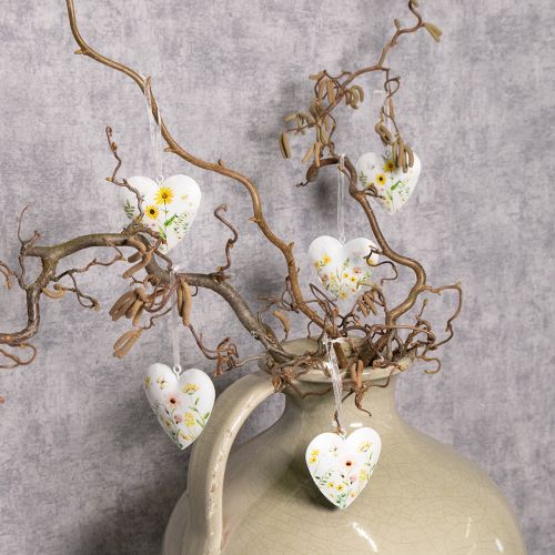 Product Heart pendants with floral patterns as wall decoration, 7cm, 6 pieces