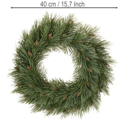 Artificial Pine Needle Wreath with Small Cones 40cm | Floristik24.co.uk