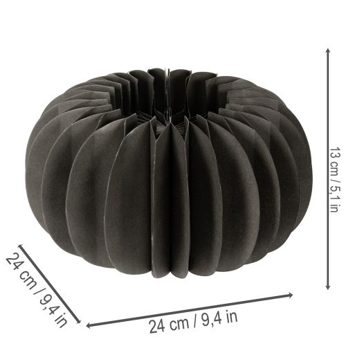 Paper Honeycomb Pumpkin Decoration Rings 24cm Dark Grey - Set of 4 | Floristik24.co.uk