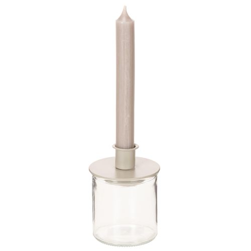 Candle Holders Set of 3 in Beige Matte Metal for Taper Candles 8cm | Floristik24.co.uk