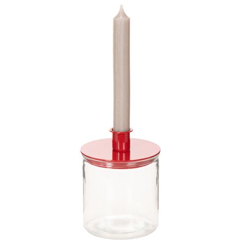 Compact Red Metal Candle Holders for Taper Candles 10cm Set of 2 | Floristik24.co.uk
