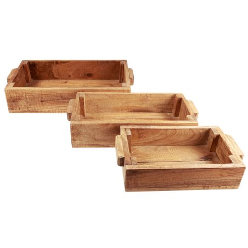 Box for planting wooden plant box 48.5/40.5/32.5cm set of 3